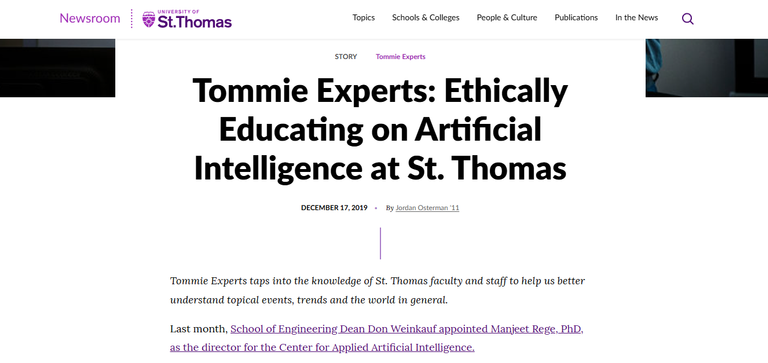 Tommie Experts: Ethics of AI at St. Thomas